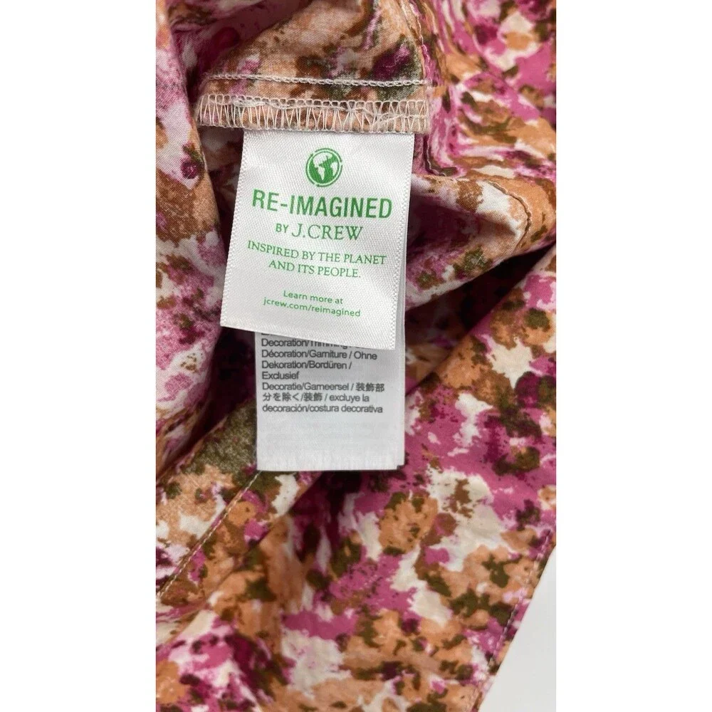 J. Crew Women’s S Pink Floral Blouse Smocked Ruffle Puff Sleeve Cottagecore